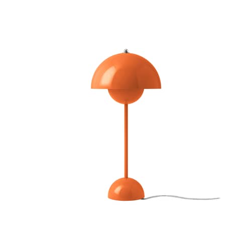Lampe de table Flowerpot VP3 métal orange / H 50 cm - By Verner Panton, 1968 - &tradition - Orange Zesty - Acier laqué