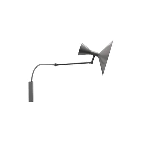 Wandleuchte mit Stromkabel MINI Lampe de Marseille metall grau von Le Corbusier / L 85 cm - Neuauflage des Originals von 1954 - Nemo - Grau, matt / Innenseite weiß, glänzend - Aluminium, Stahl