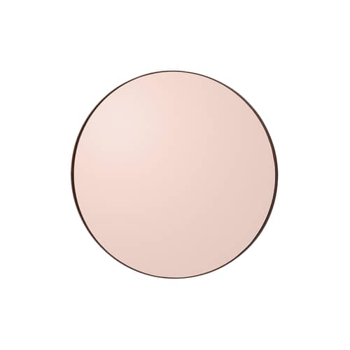 Miroir mural Circum Small métal rose / Ø 70 cm - AYTM - Rose fumé / Cadre rose - MDF peint, Verre