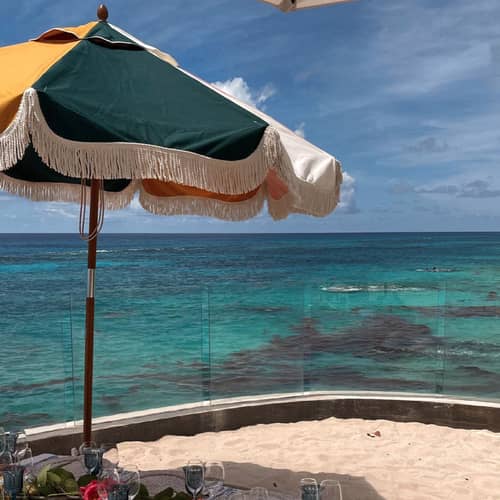 Parasol The Market multicolore / Ø 210 cm - BUSINESS & PLEASURE - Multicolore / 70s Panel Cinque - Bois stratifié, Toile outdoor
