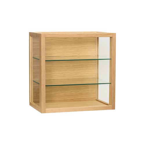 Rangement mural Poetic Small / Vitrine - 40 x 40 cm / Avec porte - HÜBSCH - 40 x 40 cm / Chêne - MDF plaqué chêne, Verre