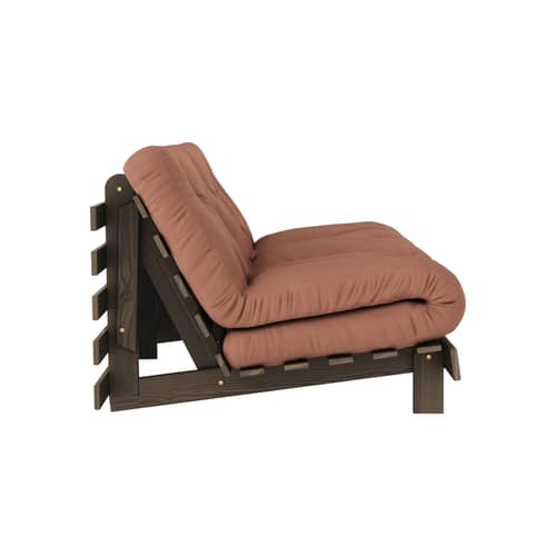 Divano convertibile Roots legno marrone / L 160 cm - 3 posizioni / Struttura marrone - KARUP DESIGN - Marrone argilla 759 / Marrone legno - Espanso, Fibre riciclate miste, Pino massello certificato FSC laccato, Tessuto
