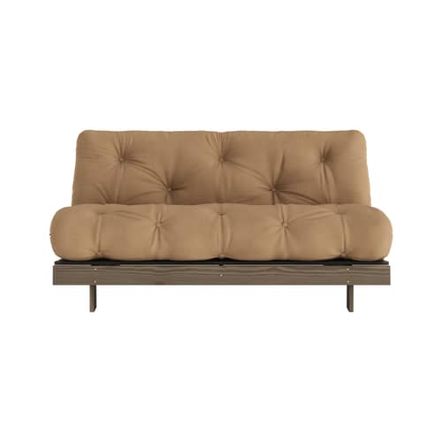 Divano convertibile Roots legno marrone / L 160 cm - 3 posizioni / Struttura marrone - KARUP DESIGN - Moka 755 / Legno marrone - Espanso, Fibre riciclate miste, Pino massello certificato FSC laccato, Tessuto