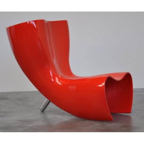 Sessel Felt chair plastikmaterial corian rot / Marc Newson, 1993 - Glasfaser - Cappellini - Rot lackiert - Aluminium, Glasfaser