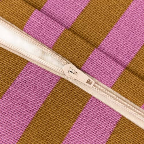 Sitzkissen für Kinder Vibes textil rosa / Ø 70 cm - NOBODINOZ - Rosa & Curry / Gestreift - Expandiertes Polystyrol, Organische Baumwolle