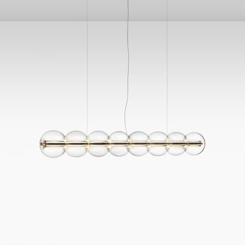 Suspension Luce Sferica S1 verre transparent / L 167 cm - Flos - L 167 cm - Aluminium poli, Verre soufflé main