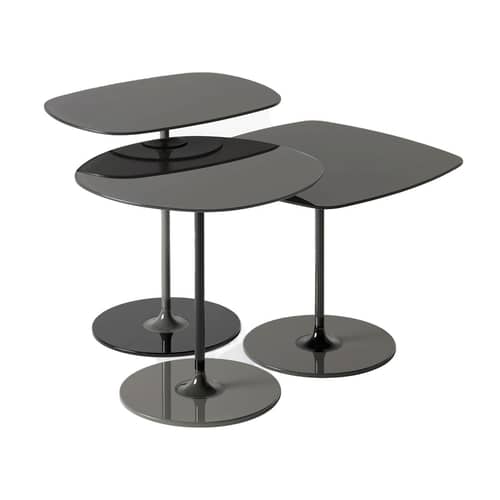 Table d\'appoint Thierry verre noir / 50 x 50 x H 40 cm - Verre - Kartell - Noir - Acier peint, Verre trempé