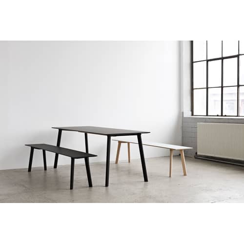Table rectangulaire Copenhague CPH DEUX 210 / Laminé - 200 x 75 cm - Hay - Noir (laminé) / Pied noir - Hêtre massif, Stratifié recouvert de laminé plastique