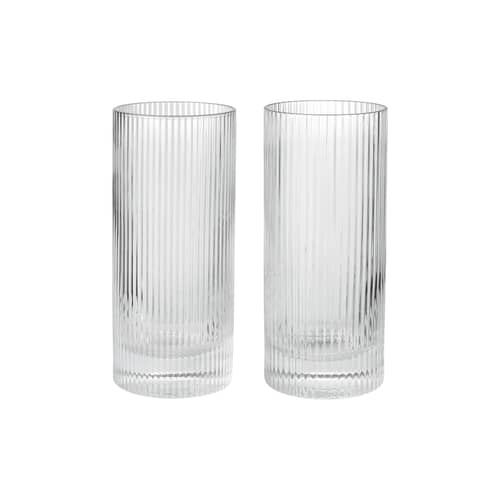 Set de 2 verres long drink Ripple / Ø 7 x H 16 cm (48 cl) - Ferm Living - Transparent - Verre soufflé bouche
