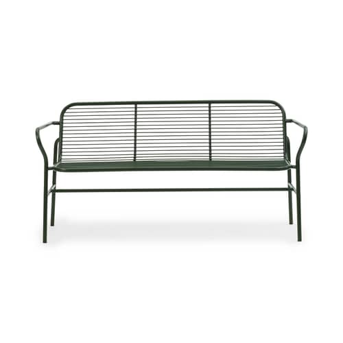 Banc avec dossier Vig métal vert / L 164 cm - Normann Copenhagen - Vert - Acier thermolaqué