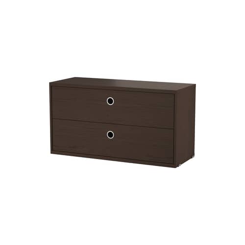 Caisson / 2 tiroirs - L 78 x P 30 x H 42 cm - String Furniture - Chêne foncé - Aggloméré plaqué chêne
