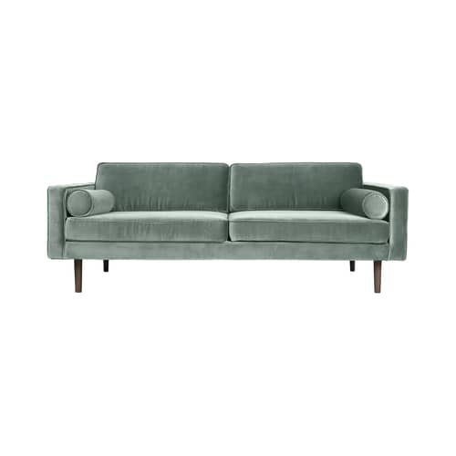 Canapé droit Wind tissu bleu / L 200 cm - Velours - BROSTE COPENHAGEN - Bleu pastel - Aggloméré, Chêne huilé teinté, Mousse, Velours polyester