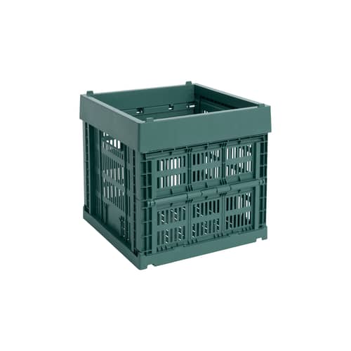 Cestino Colour Crate Cube materiale plastico verde / 29,5 x 29,5 x H 29 cm - Riciclato - Hay - Verde scuro - Polipropilene riciclato