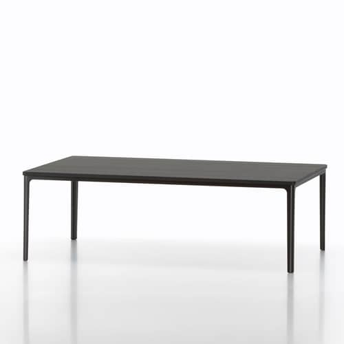 Plate Coffee table wood brown / 71 x 113 x H 37 cm - MDF - Vitra - Dark oak / Chocolate legs - Lacquered aluminium, Tinted oak wood