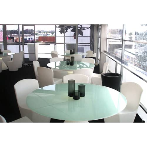 leuchtender Tisch Ed glas weiß / Ø 140 cm - Slide - Weiß - Glas, Plastik