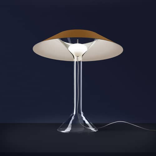 Lampada da tavolo Chapeaux LED metallo giallo / Ø 44 x H 47 cm - Foscarini - Ocra - Acciaio verniciato, Vetro borosilicato