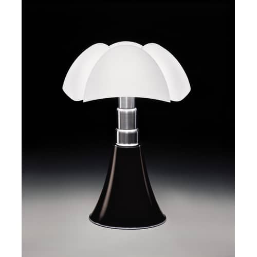 Lampe de table Pipistrello / H 66 à 86 cm - Gae Aulenti, 1965 - Martinelli Luce - Marron foncé - Acier galvanisé, Aluminium laqué, Méthacrylate opalin