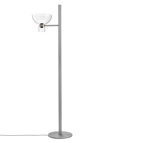 Lampadaire Nocturne 1 - Bowl verre / LED - Flos - Argent - Aluminium, Verre borosilicate soufflé