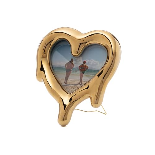 Miroir Melted Heart   / Cadre-photo - Céramique - Seletti - Or - Miroir, Porcelaine, Verre