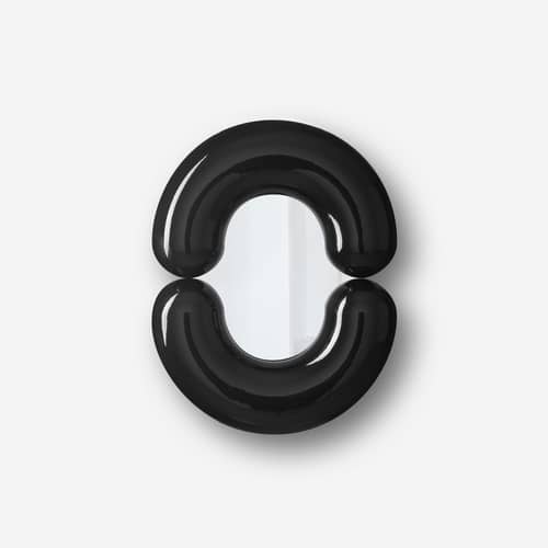 Miroir mural Zodiac Bumper Small céramique noir / L 55 x H 70 cm - Jean-Baptiste Fastrez, 2020 - Moustache - Noir - Céramique, Verre