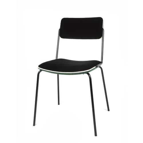 Double jeu Padded chair textile green black / Velvet - Maison Sarah Lavoine - Green / Black - Foam, Lacquered steel, Velvet, Wood
