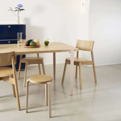 Pied  métal rose avec fixation étau / By Heju - H 75 cm / Pour créer table & bureau - TIPTOE - Rose Aurore - Acier thermolaqué