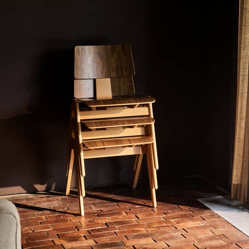 Stapelbarer Stuhl Daystak RD1 holz braun / Robin Day, 1951 - &tradition - Buche & Walnuss - Formgepresstes Nussbaumsperrholz, massive Buche