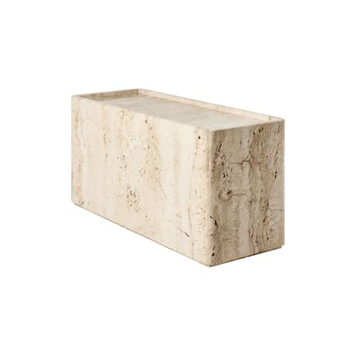 Table d\'appoint Pietra pierre blanc / 30 x 80 x H 40 cm - Travertin - Gubi - Blanc neutre - Travertin
