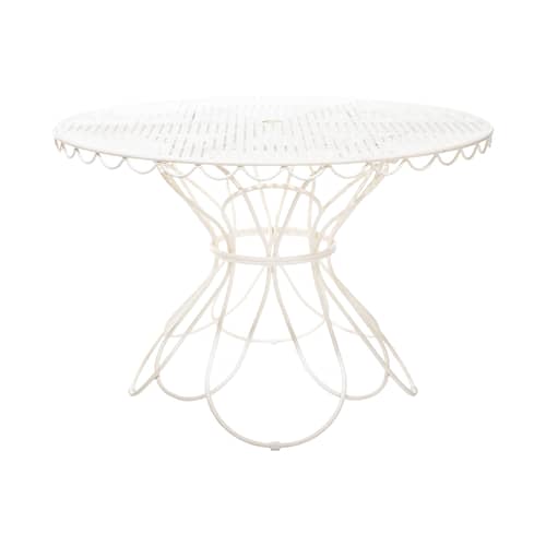 Table ronde Al Fresco métal blanc / Ø 120 cm - Trou pour parasol - BUSINESS & PLEASURE - Blanc Antique - Acier
