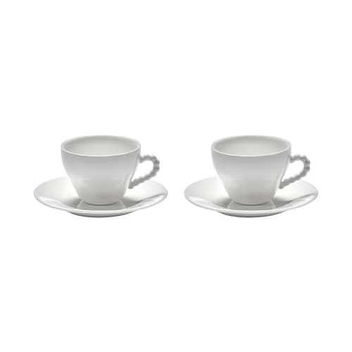 Tasse mit Untertasse Perle Fine keramik weiß / Set von 2 - Serax - Weiß - emailliertes Porzellan