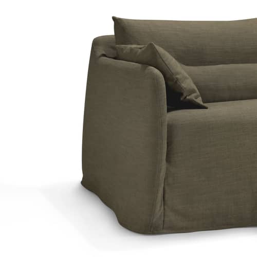 Sofa Weave textil grün / 3-Sitzer - L 244 cm - Ethnicraft - Grün -  Plumes, Furnier, Leinenmischung, Silikonkugeln