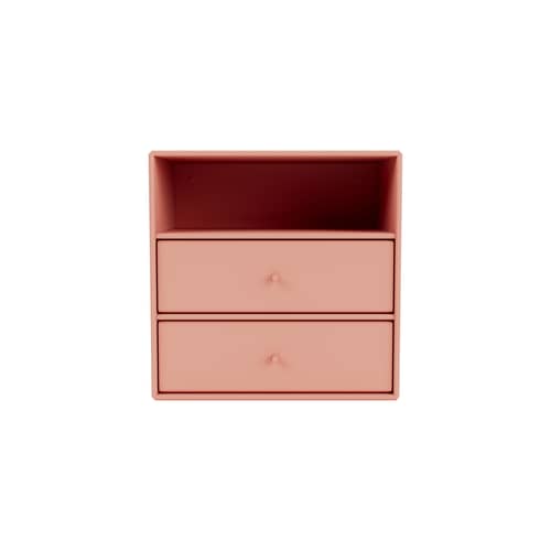 Rangement mural Montana Mini 1006 bois rose / 2 tiroirs + 1 compartiment - 35 x 35 x P 25 cm / Seconde vie - MONTANA - Rhubarb 151 - MDF laqué