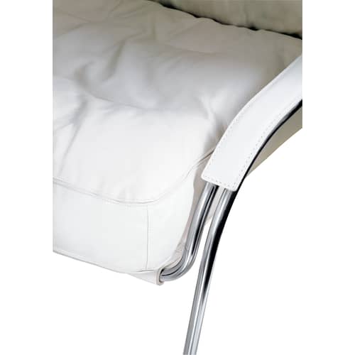 Fauteuil rembourré Maggiolina métal cuir noir / Rembourré - Zanotta - Cuir noir - Acier inoxydable, Cuir