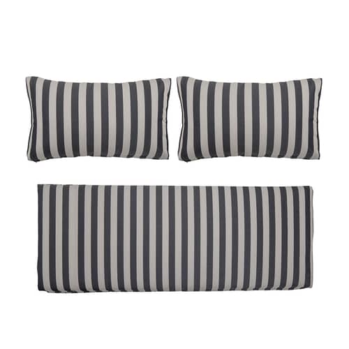 Accessoire / Set 3 housses de coussins pour canapé Mundo (sans garnissage) - Bloomingville - Rayé noir & blanc - Polyester