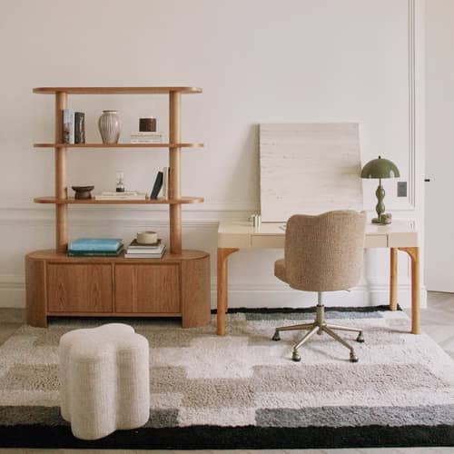 Aero Office armchair textile yellow - NV GALLERY - Yellow / Brushed brass - High resilience foam, Iron, Tissu Tweed