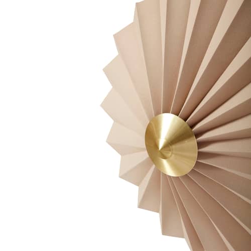 Applique avec prise Pliss tissu beige / Ø 48 cm / Seconde vie - HÜBSCH - Sable & laiton - Coton plissé, Fer