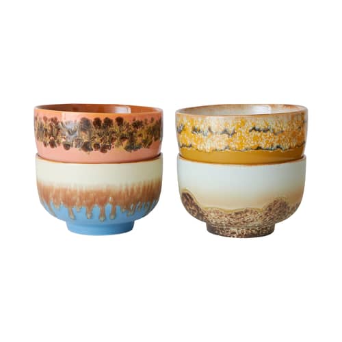Set de 4 bol 70s ceramics Seabreeze / Ø 13,5 - 50 cl - HK LIVING - Seabreeze - Grès émaillé