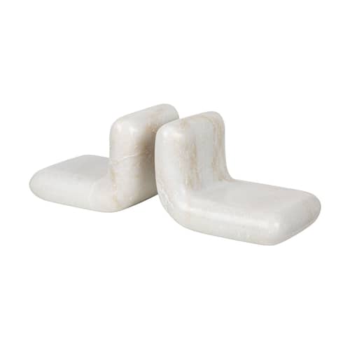Stone Book end stone white / Set of 2 - Tom Dixon - White - Polised marble