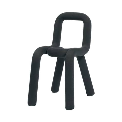 Chaise rembourrée Bold tissu gris - Moustache - Gris foncé - Acier, Mousse, Tissu