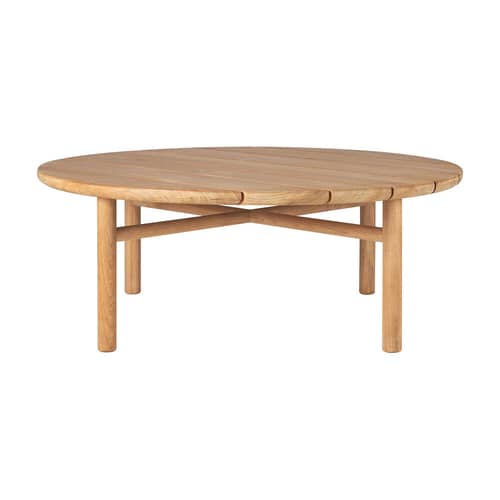 Quatro Outdoor Coffee table natural wood / Ø 95 x H 35 cm - Teak - Ethnicraft - Teak - Solid teak