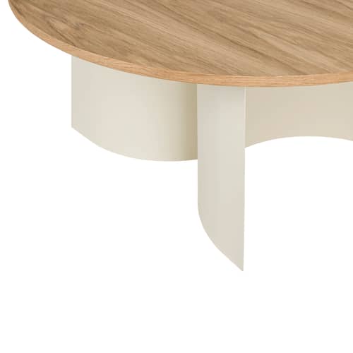 Couchtisch Gavo holz natur / Ø 95 x H 44 cm - NOO.MA - Naturesche & Beige Asche, naturgetreu - FSC-zertifiziertes MDF mit Eschenfurnier, Stahl