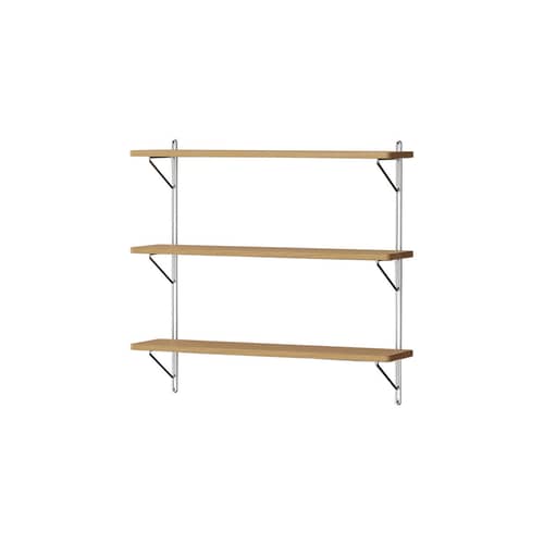NINE Inline Small Wall shelf - polished steel natural oak | Made
