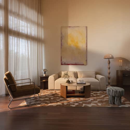 Gepolsterter Sessel Aurore textil braun - NV GALLERY - Camel - Gewebe, High Density-Schaum, Verchromtes Eisen