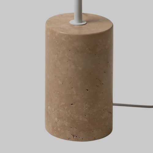 Lampada a stelo Tivoli pietra bianco - It\'s about Romi - Bianco - Acciaio, Travertino, Vetro