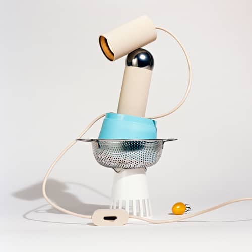 Lampe de table Bilboquet plastique beige / Orientable - Flos - Lin - Acier, Polycarbonate