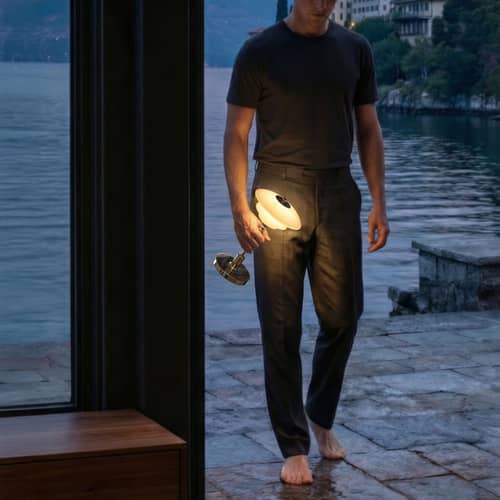 Lampe sans fil rechargeable PH 1/1 LED - Louis Poulsen - Chromé / Blanc - Aluminium chromé, Verre soufflé bouche