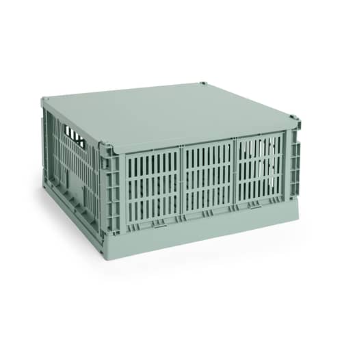  Lid metal green / For Basket Colour Crate Large Square 42,5 x 42,5 cm - Hay - Sage green - Steel