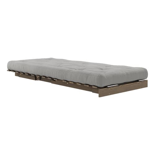 Fauteuil convertible Roots / Dormeuse & lit d\'appoint - 3 positions / Structure marron - KARUP DESIGN - Gris 746 / Bois marron - Fibres recyclées mélangées, Mousse, Pin massif certifié FSC laqué, Tissu