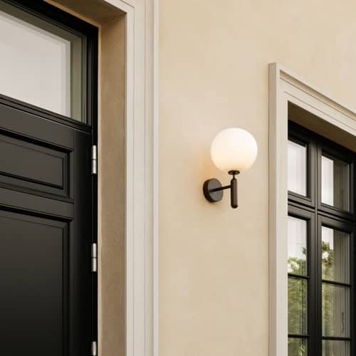 Outdoor-Wandleuchte Miira OUTDOOR metall schwarz - NUURA - Opalinweiß / Schwarz - mundgeblasenes Glas, Thermolackiertes Aluminium
