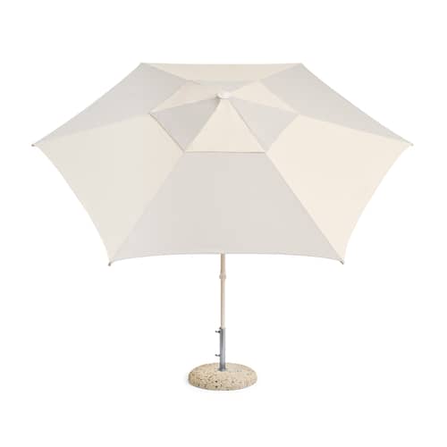 Parasol Terrazza - Hexagon tissu gris / Ø 300 cm - Hay - Gris & blanc cassé - Acier, Aluminium, Polypropylène, Toile oléfine